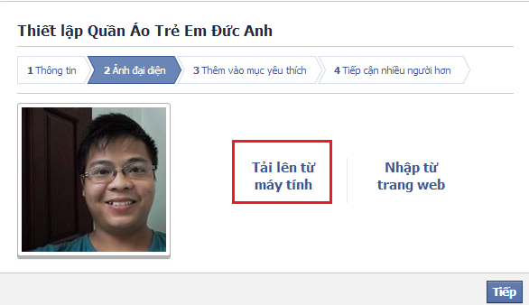 Bước 5: Cập nhật ảnh đại diện cho fanpage trên facebook