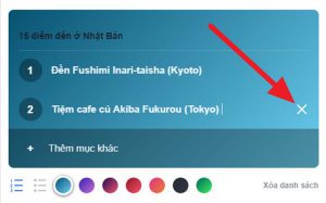 xóa một mục khỏi danh sách