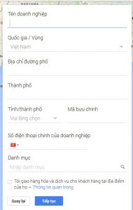 Bước 4: Điền các thông tin doanh nghiệp của bạn vào bản đăng ký