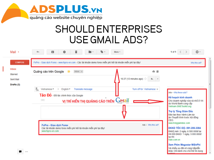 quảng cáo hiển thị trên Gmail