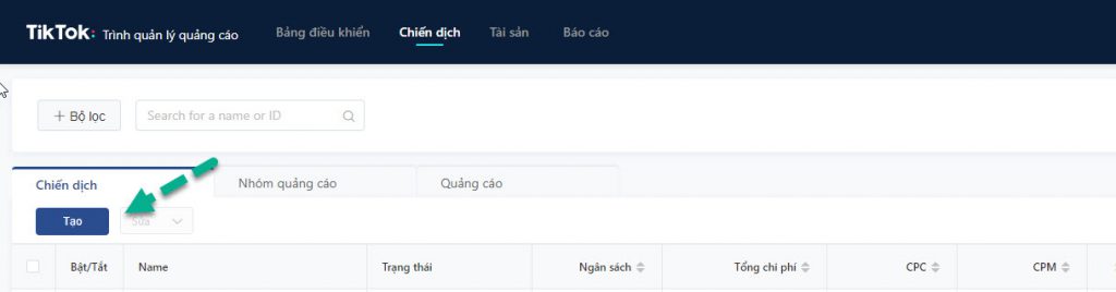 Tạo chiến dịch Tiktok Ads đầu tiên
