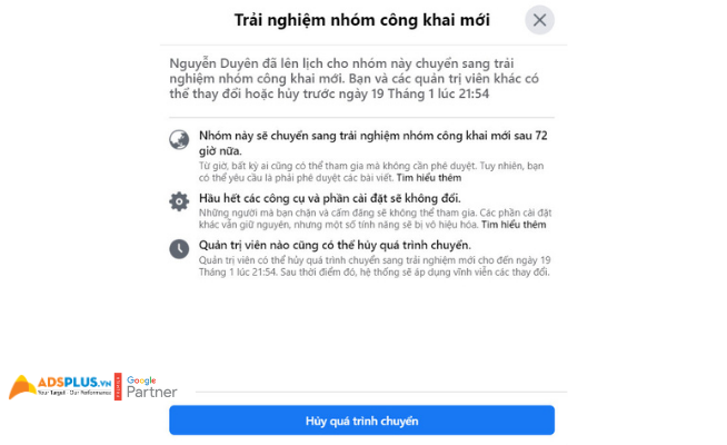 trải nghiệm nhóm công khai