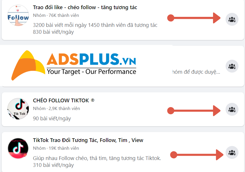 group trao đổi like