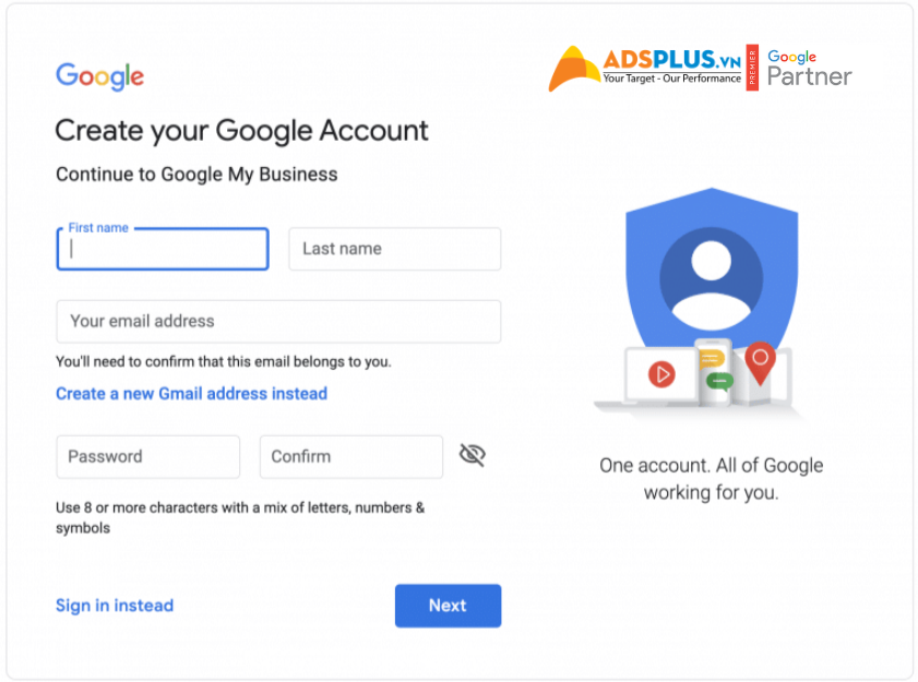 tạo tài khoản Google