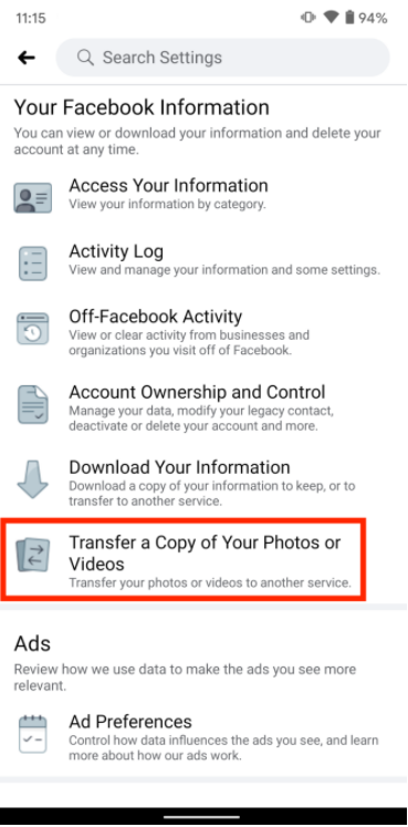 Chuyển bản sao ảnh hoặc video sang google photo
