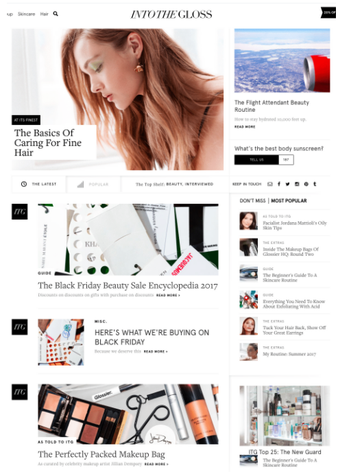 Mẫu content mỹ phẩm của Glossier