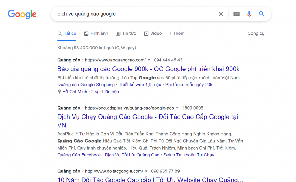 Dịch vụ quảng cáo google