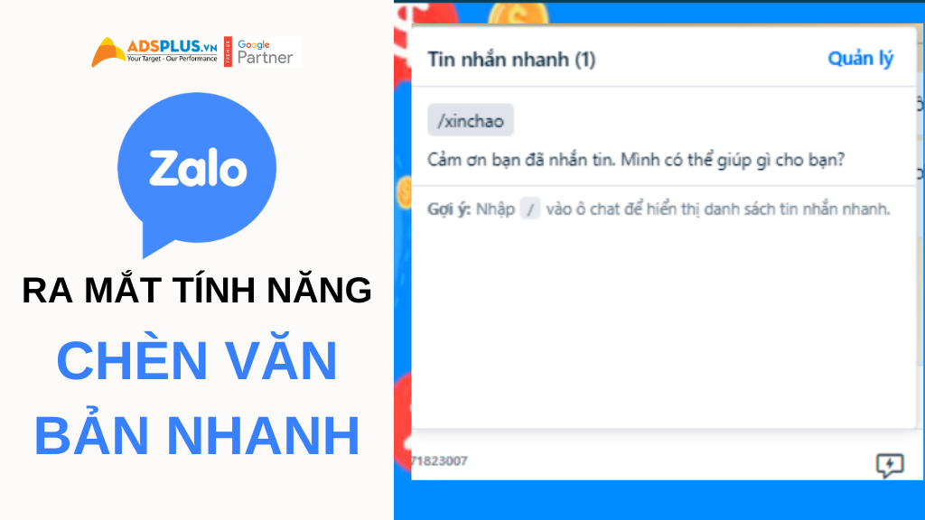 Chèn tin nhắn nhanh Zalo