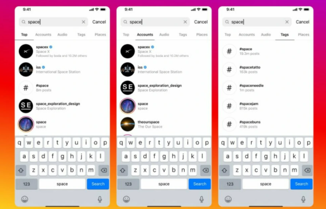 instagram tìm kiếm