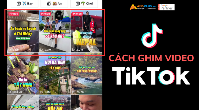 cách ghim video tiktok