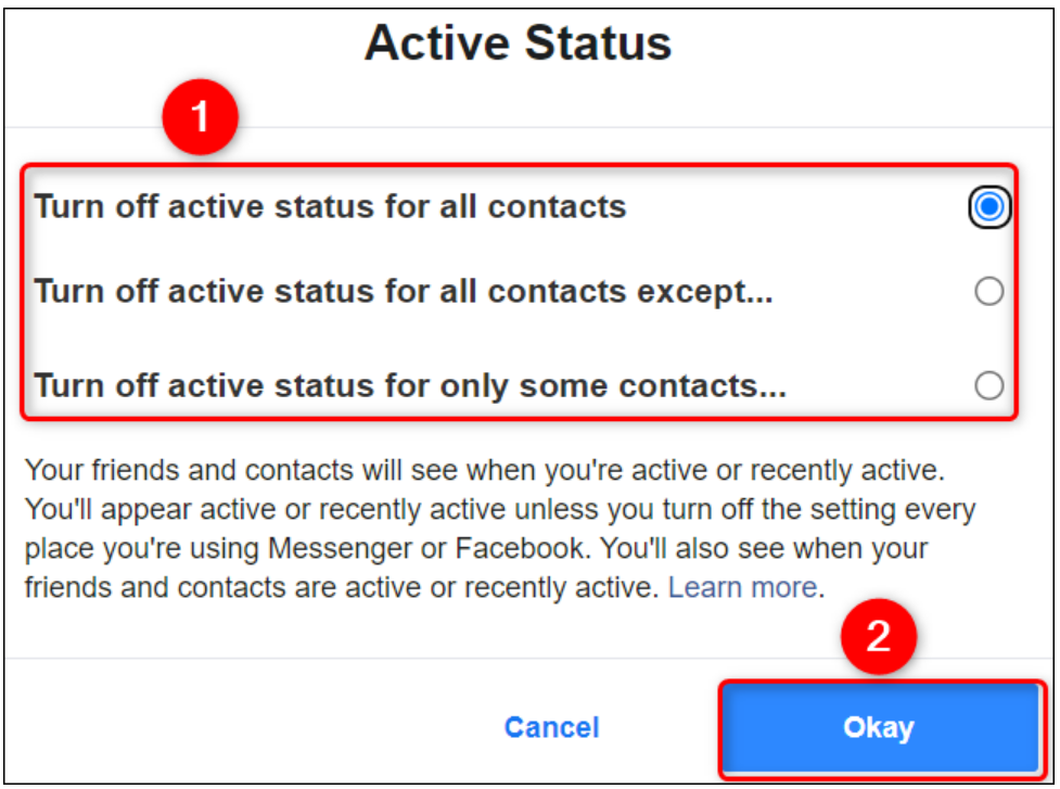 tắt trạng thái online trên facebook