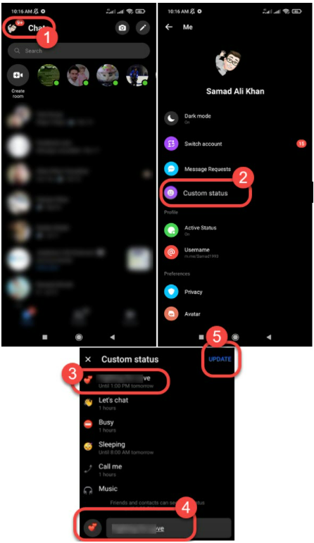trạng thái tùy chỉnh trên facebook