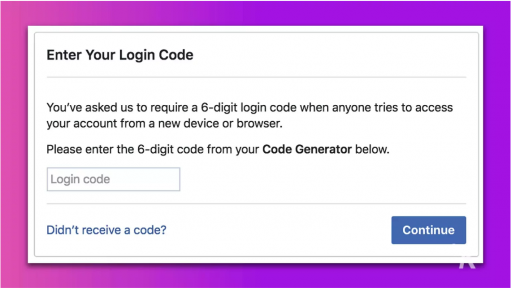 đăng nhập facebook trình tạo mã