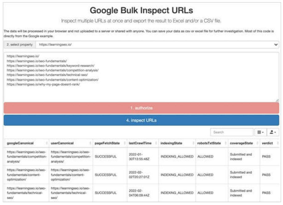 google search console url