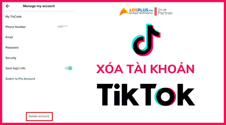 xóa tài khoản tiktok