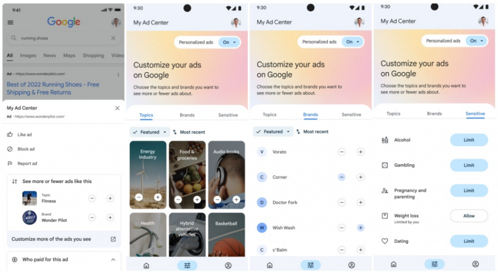 người dùng lựa chọn quảng cáo google