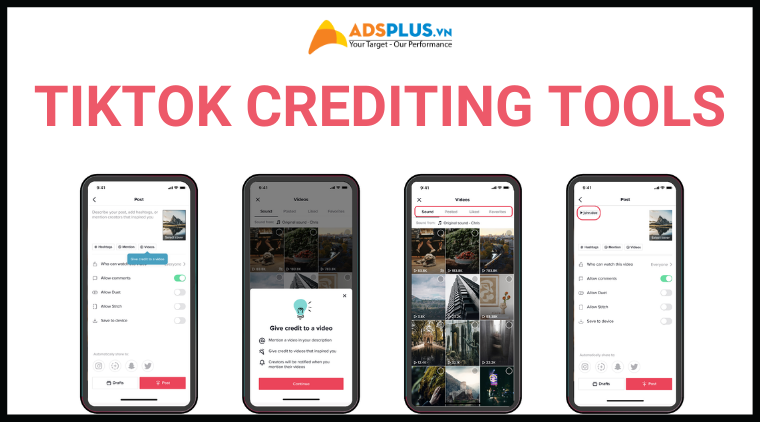 crediting tools của tiktok