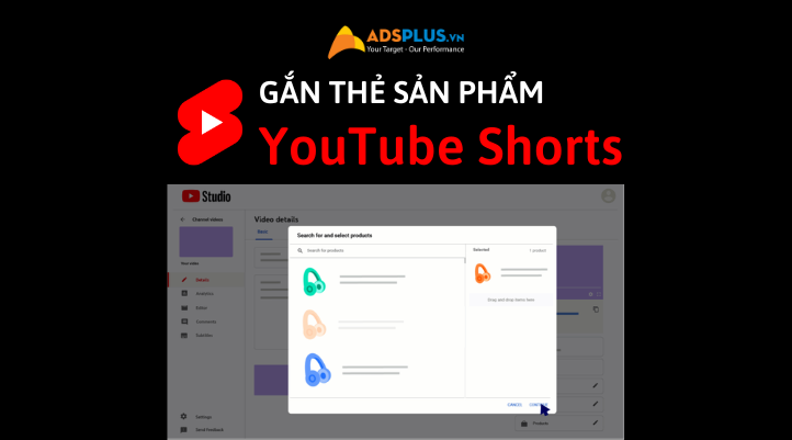 gắn sản phẩm trên youtube shorts