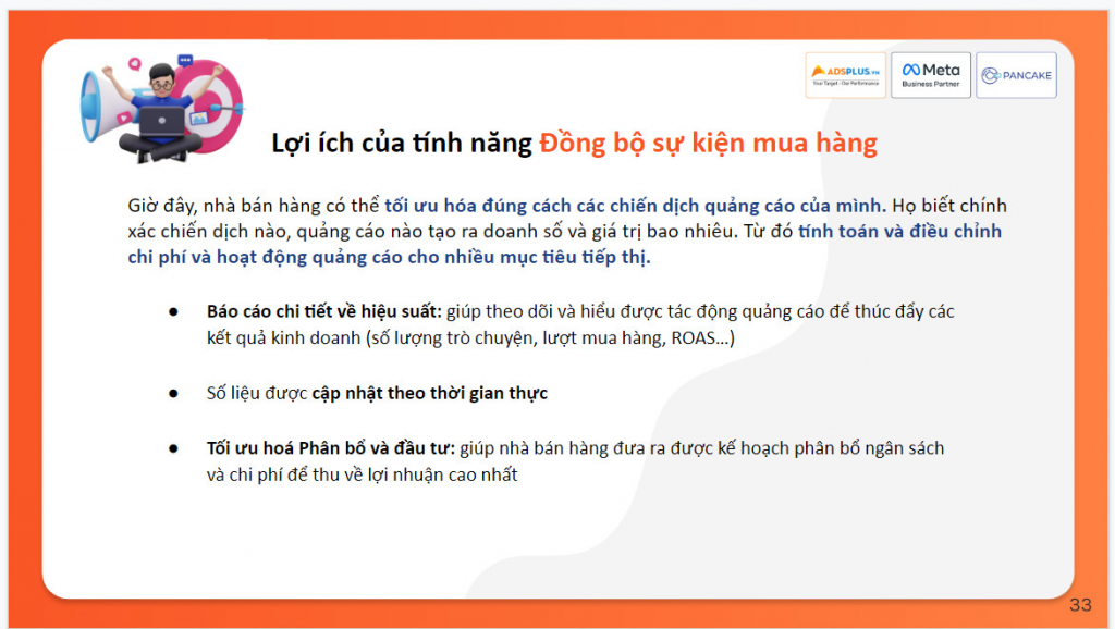 pancake tính năng đồng bộ sự kiện mua hàng