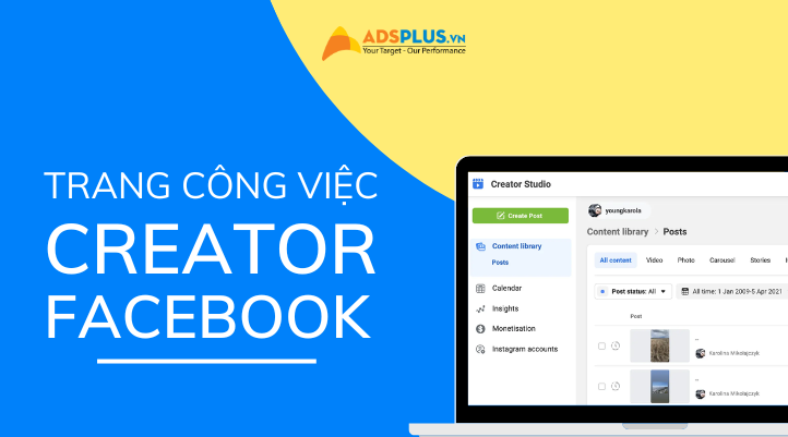 trang công việc creator facebook
