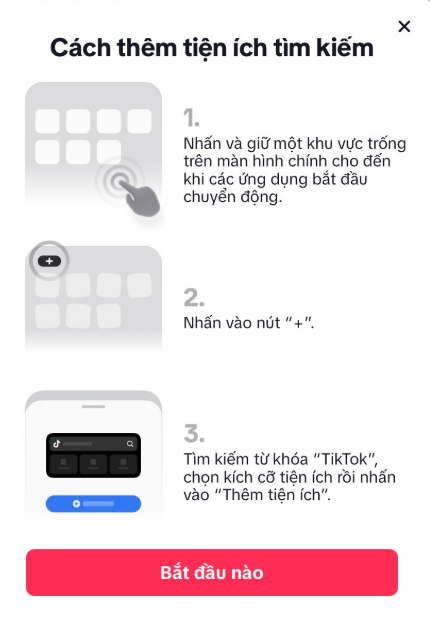 Bắt đầu thêm tiện ích tìm kiếm trên TikTok