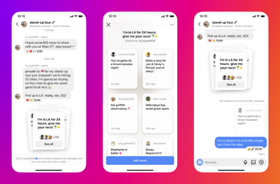 Instagram Broadcast thêm lời nhắc câu hỏi
