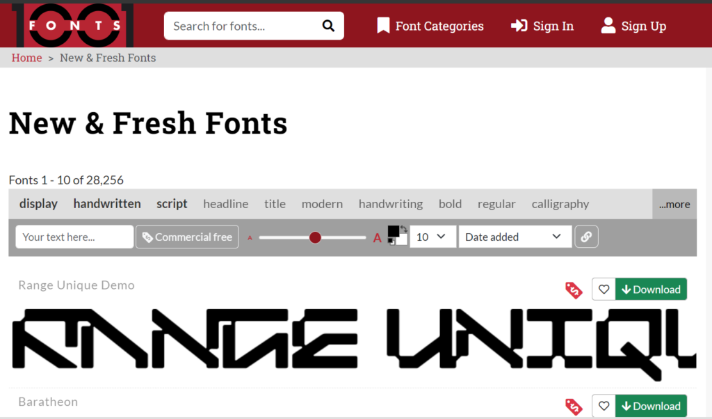 Website 1001Fonts