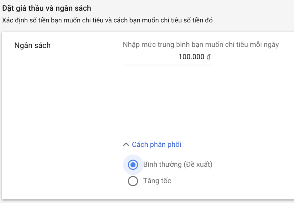 Bước 7: Ngân sách quảng cáo