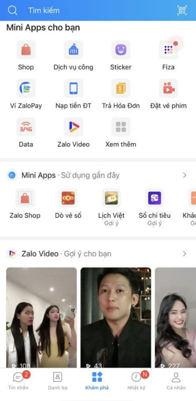 Bước 1: Mở và tìm mục Zalo video