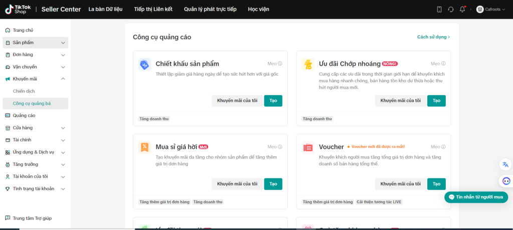 ưu đãi chớp nhoáng tiktok shop