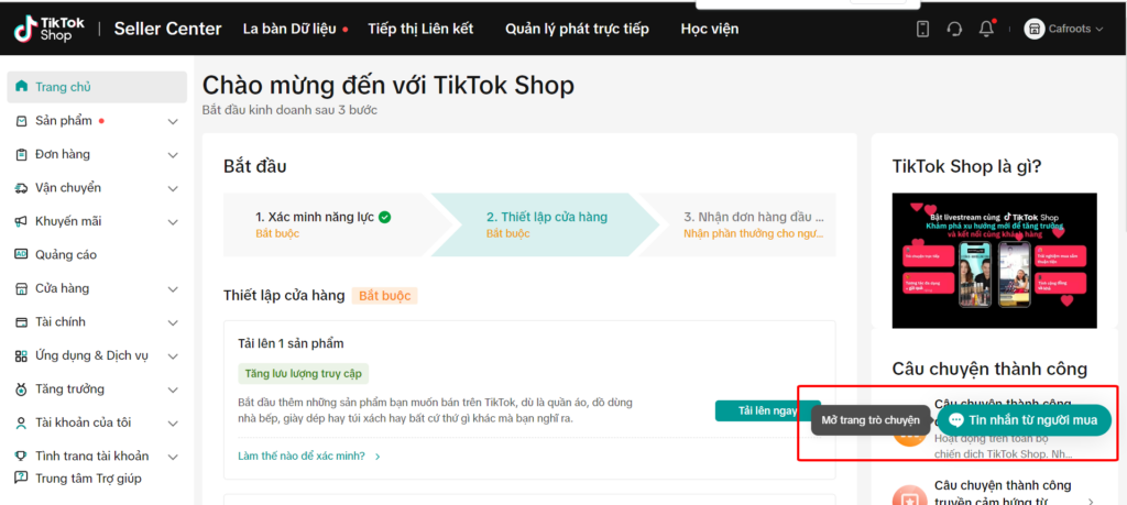 Chatbot trên TikTok Shop