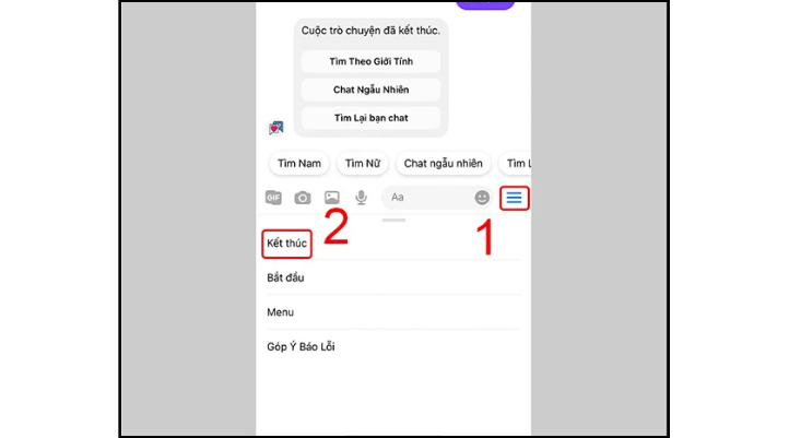 Chọn Kết thúc để dừng cuộc trò chuyện