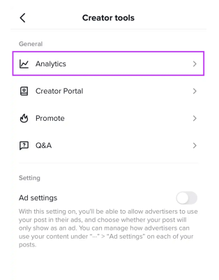 Analytics trên TikTok