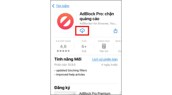 Cài đặt AdBlock Pro trong App Store để tắt quảng cáo Facebook trong điện thoại