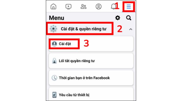 Chọn Cài đặt trong Cài đặt & quyền riêng tư