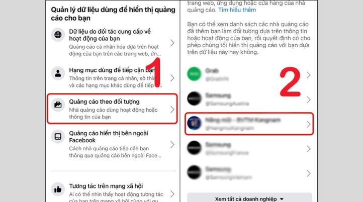 Chọn vào Quảng cáo theo đối tượng để chặn quảng cáo trên Facebook