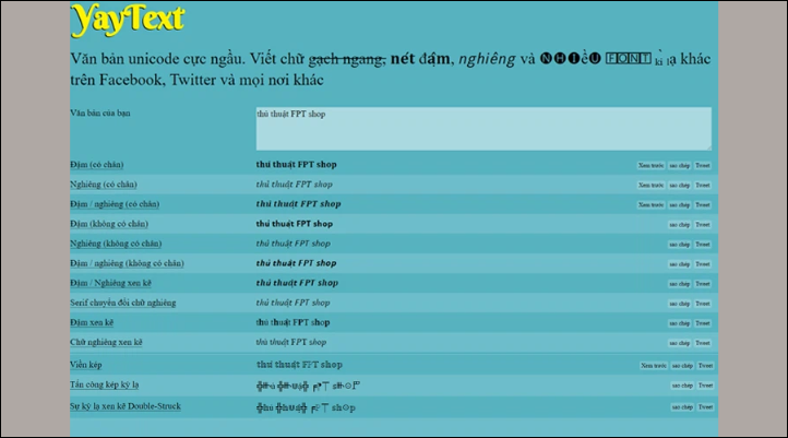 Đổi Font chữ trên Facebook bằng Symbols & Emoticons
