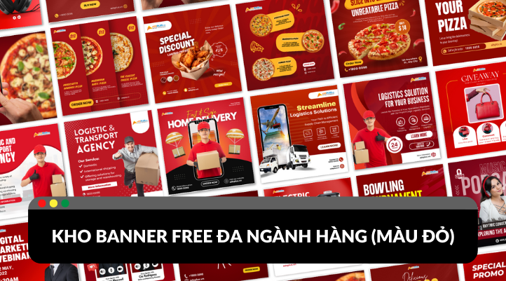 [FREE TEMPLATE] banner Canva màu đỏ