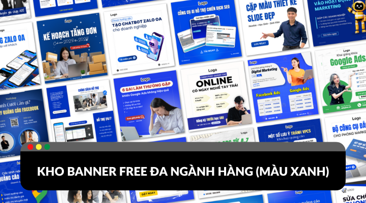 [Free Template] banner Canva màu xanh dương