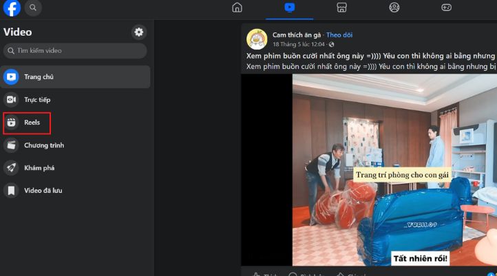 Nhấn vào biểu tượng Reels để tải Reels Facebook về máy