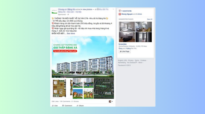 Quảng cáo Facebook dạng bài viết Page Post Engagement