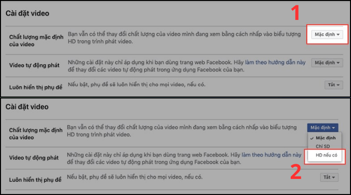 Nhấn chọn HD để video không bị mờ