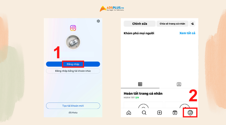 Bước đầu khi đổi tên người dùng. Đăng nhập vào Instagram và chọn vào biểu tượng Avatar phía dưới bên phải màn hình