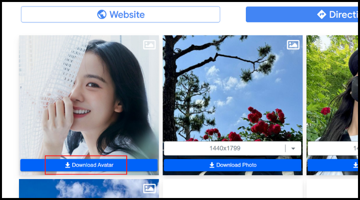 Chọn Download Avatar ở hình đầu tiên