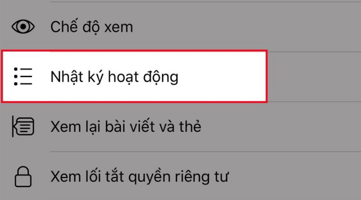 Chọn Nhật ký hoạt động