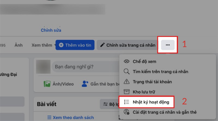 Chọn nút Nhật ký hoạt động