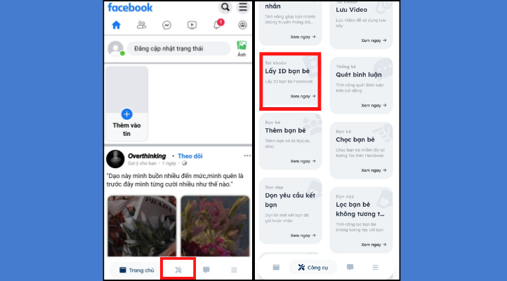 Chọn lấy ID bạn bè để tìm ID Facebook