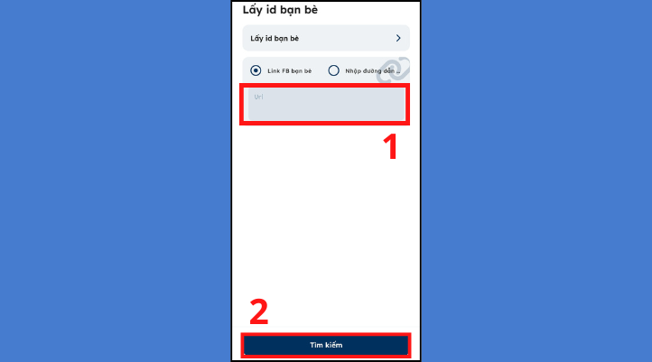 Dán link và tìm kiếm ID Facebook