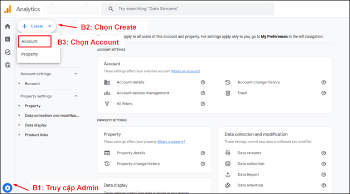 Nhập Tên tài khoản (Account name) để sử dụng tài khoản GA