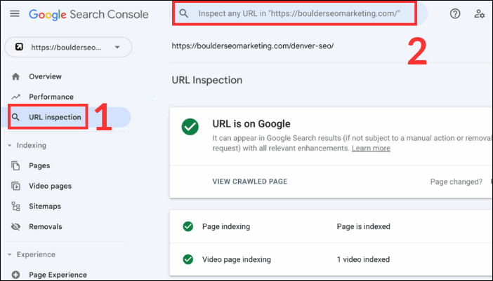 Công cụ kiểm tra URL trong Google Search Console